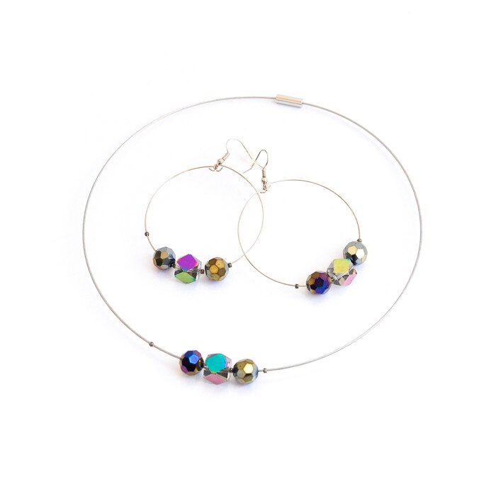 Set 2 piese, Eurozone, colier si cercei cu margele electroplate