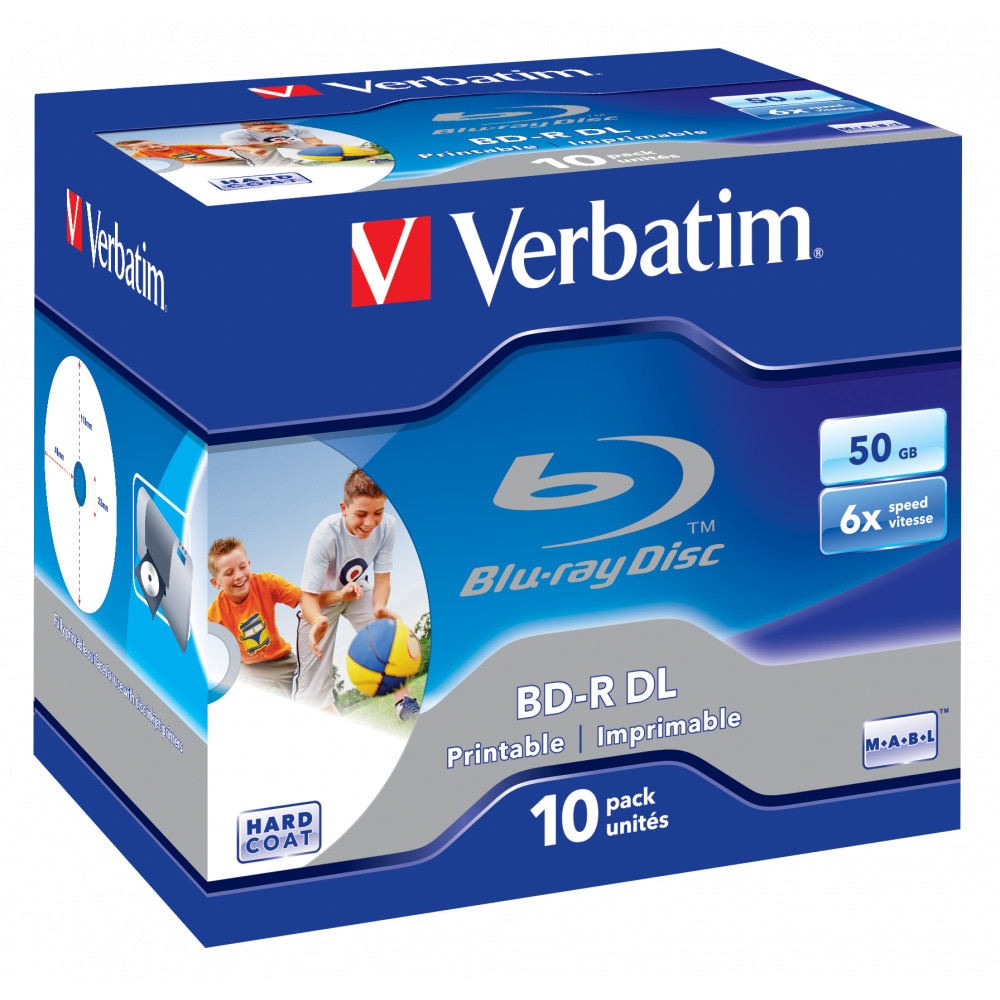 Pachet - Blu-ray disc Verbatim 50GB 6x wide printabil carcasa 10 bucati, no ID