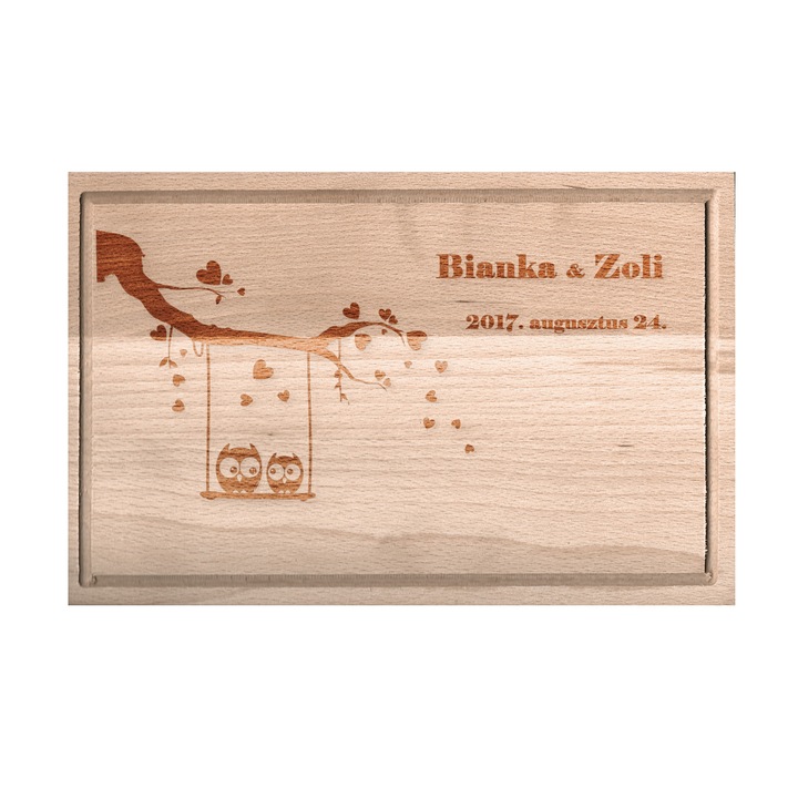 Tocator de bucatarie, WideWorld Kft, Lemn, 25x35 cm, Maro