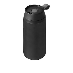 Cana de calatorie 350 ml, perete dublu, Everestus, FW, otel inoxidabil exterior, plastic interior, negru, saculet inclus