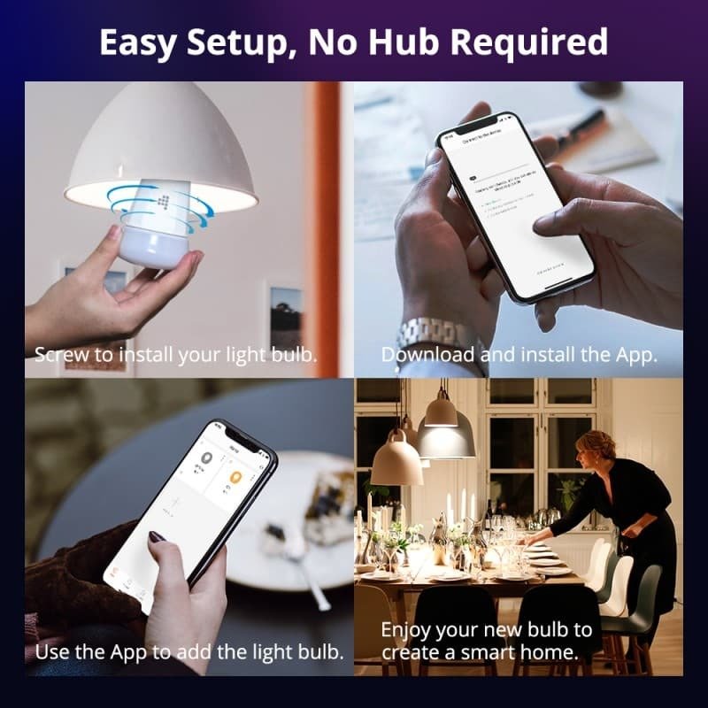 Умна LED крушка Tronsmart, RGB, WiFi контрол, 9W, 800lm, 2700-6500К ...