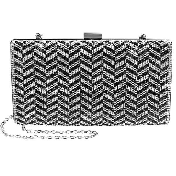 Poseta plic eleganta tip plic, de ocazie, negru/argintiu cu strasuri 3010027-002