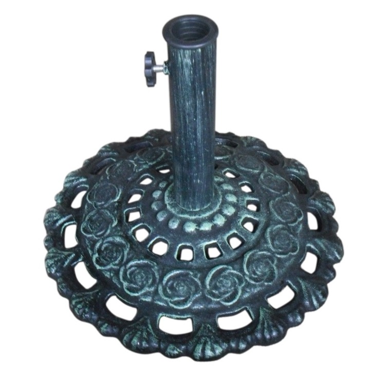 Suport pentru umbrela, din fonta, forma rotunda, D 43,5 cm, asigura o stabilitate foarte buna pe sol