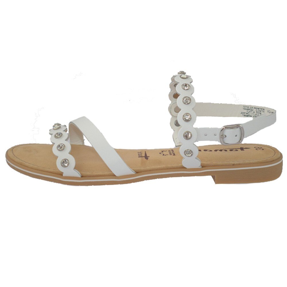 Sandale dama, din piele naturala, marca Tamaris, 1-28185-22-13-10, alb, Alb, 38