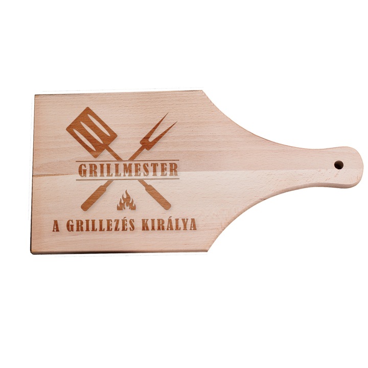 Gravírozott vágódeszka nyeles - Grillmester