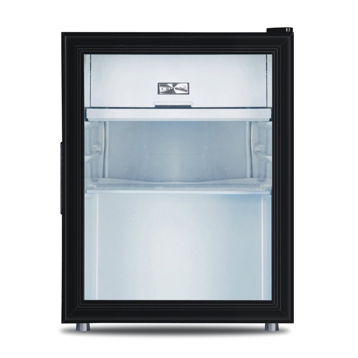 Frigider minibar Crown CM-68B, Capacitate 68l, Clasa E, Usa de sticla, Negru