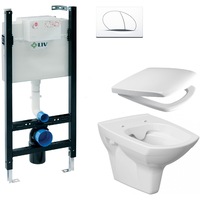pachet complet sistem wc suspendat cersanit carina cleanon - gata de montaj - cadru fixare  rezervor ingropat clapeta alba vas wc si capac wc softclose imagen 57_0_
0