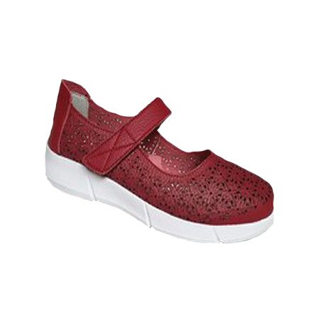Pantofi cu talpa ortopedica, comozi, din piele, D&J Exclusive, Rosu