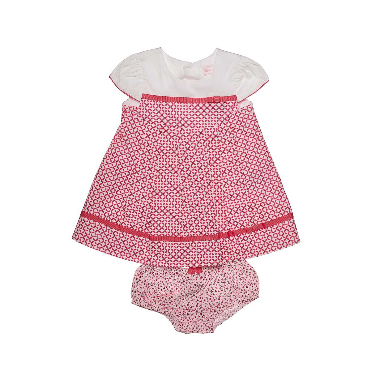 Rochie cu chilotei, Mayoral, 6-9 luni (75 cm), alb/ roz