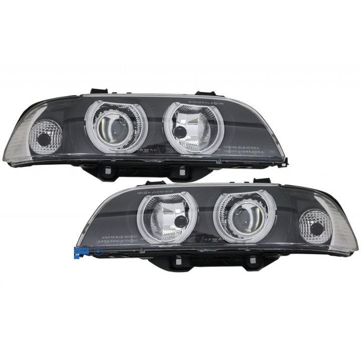 Angyalszem Első lámpák BMW 5 Series E39 1996-2003 Facelift Design fekete kiadás