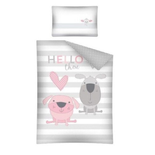 Set lenjerie patut catei Hello There roz 100x135 + 40x60
