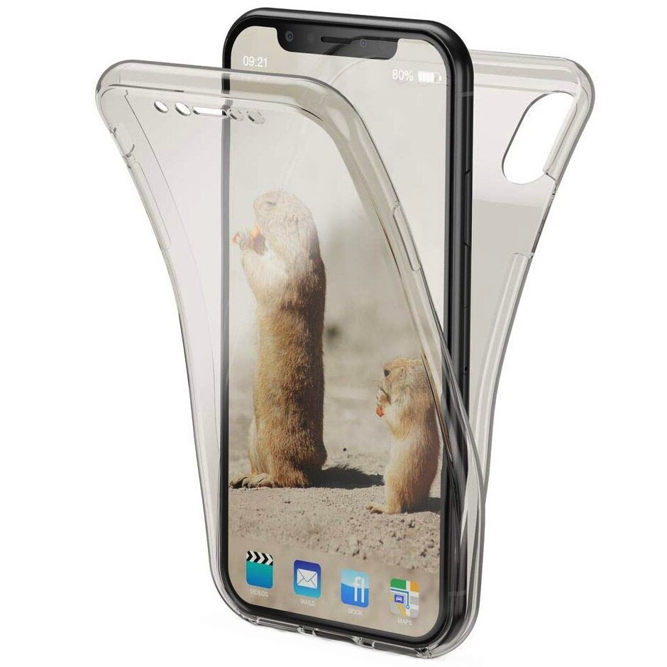 Husa Full TPU 360° (fata + spate) pentru iPhone XR, Gri transparent