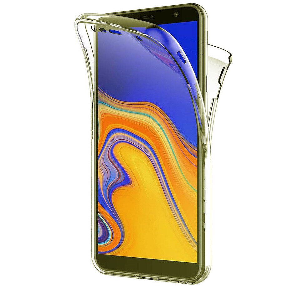 Husa Full TPU 360° (fata + spate) pentru Samsung Galaxy J4 Plus (2018), Gold Transparent