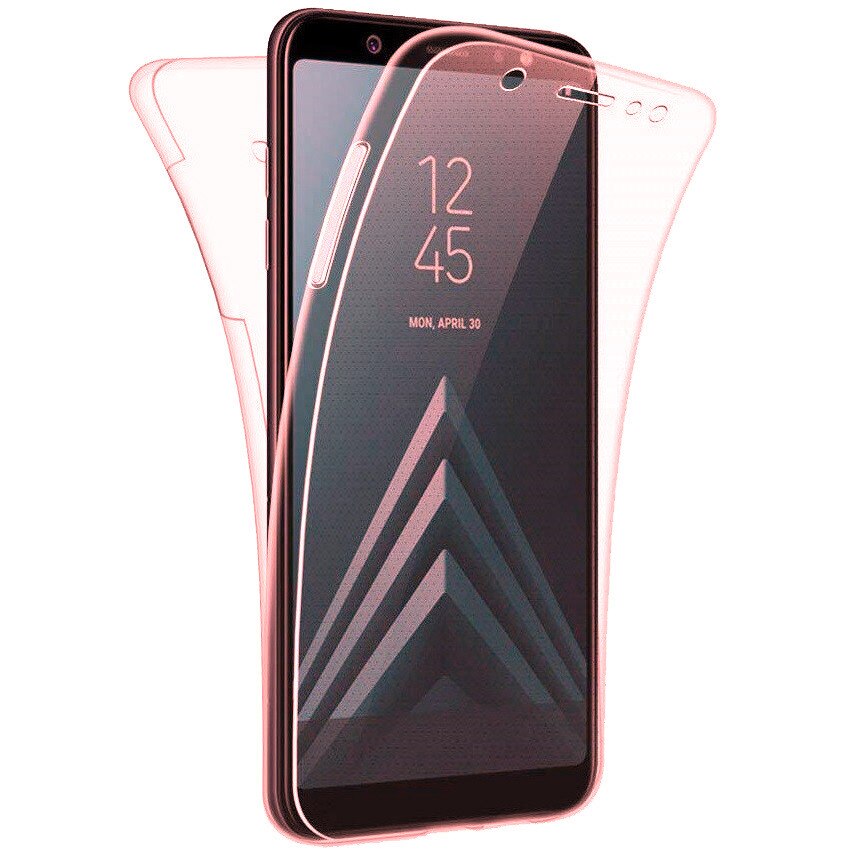 Husa Full TPU 360° (fata + spate) pentru Samsung Galaxy J4 Plus (2018), Rose Gold Transparent