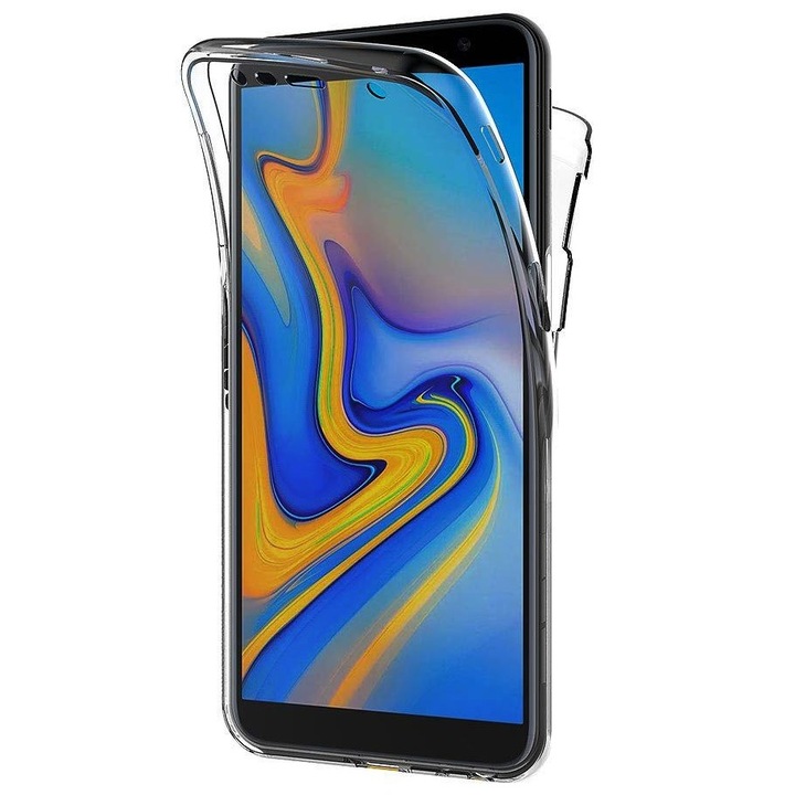 Цял TPU 360° калъф (преден + заден) за Samsung Galaxy J6 Plus (2018), прозрачно сив