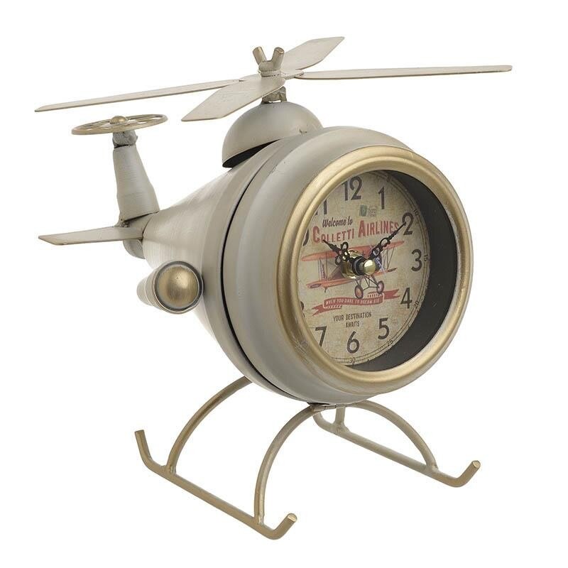 Ceas de masa Elicopter, crem-auriu, fier, 24 x 20 cm