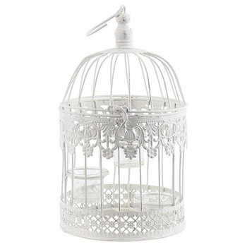 Colivie decorativa alb antichizat din fier, 19 x 32 cm Colivie decorativa alb antichizat din fier, 19 x 32 cm