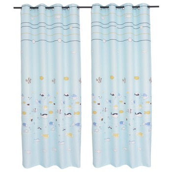 Set de 2 draperii opace pentru camera copiilor, vidaXL, Tesatura, Model acvariu, Multicolor, 140 x 240 cm Set de 2 draperii opace pentru camera copiilor, vidaXL, Tesatura, Model acvariu, Multicolor, 140 x 240 cm