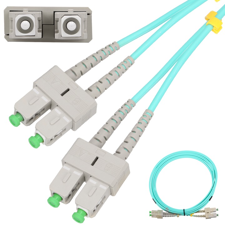 Patchcord Extralink SC/APC-SC/APC multimod OM3 duplex 3mm lungime 5m pentru fibra optica performanta ridicata transmisie stabila conexiune fiabila instalare profesionala retea telecomunicatii