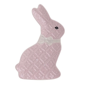 Platou Iepuras, culoare roz cu alb 25 cm Platou Iepuras, culoare roz cu alb 25 cm