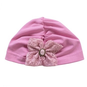 Turban Mic Pitic T48NN cu dantela si camee, Rose Turban Mic Pitic T48NN cu dantela si camee, Rose