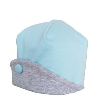Fes Mic Pitic C182 cu cozoroc si nasture imbracat, Aqua Fes Mic Pitic C182 cu cozoroc si nasture imbracat, Aqua