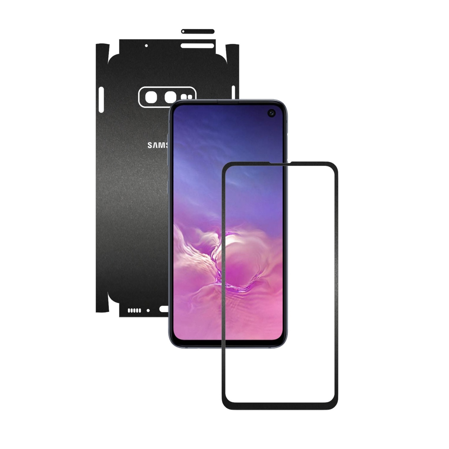 Folie Protectie Carbon Skinz pentru Samsung Galaxy S10e - Negru Mat 360 Cut, Skin Adeziv Full Body Cover pentru Rama Ecran, Carcasa Spate si Laterale