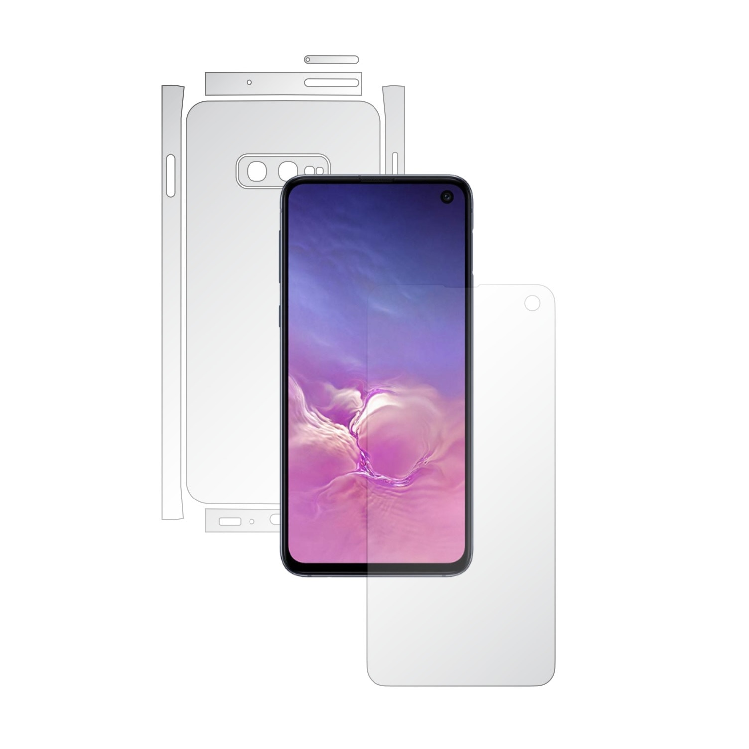Folie Full Body Invisible Skinz HD pentru Samsung Galaxy S10e - Folie Protectie Siliconica Ultra-Clear cu taiere Split Cut pentru Ecran, Carcasa Spate si Laterale, Skin Adeziv Transparent, Edge to Edge Cover