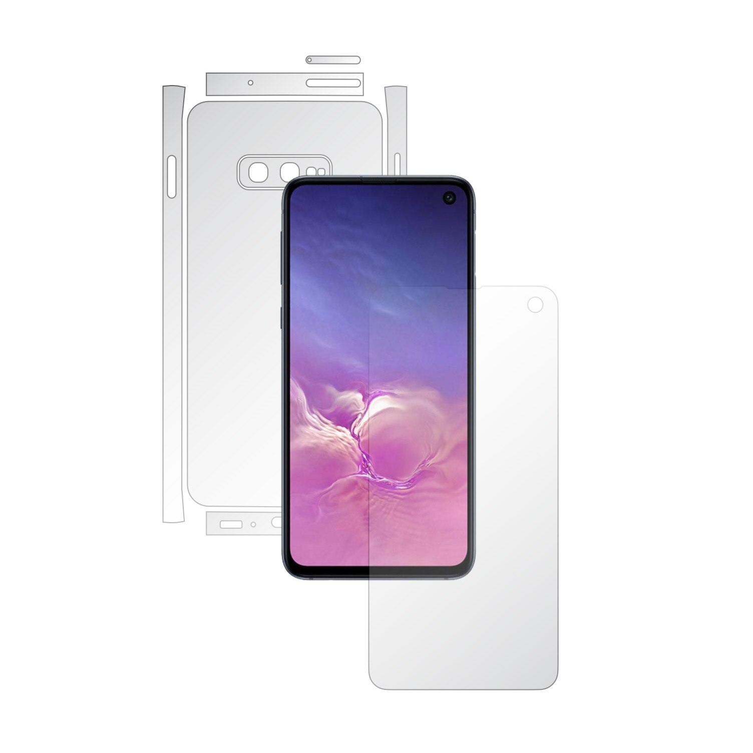 Folie Full Body Invisible Skinz UHD AutoRegeneranta pentru Samsung Galaxy S10e - Folie Protectie Siliconica Ultra-Clear cu taiere Split Cut pentru Ecran, Carcasa Spate si Laterale, Skin Adeziv Transparent, Edge to Edge Cover