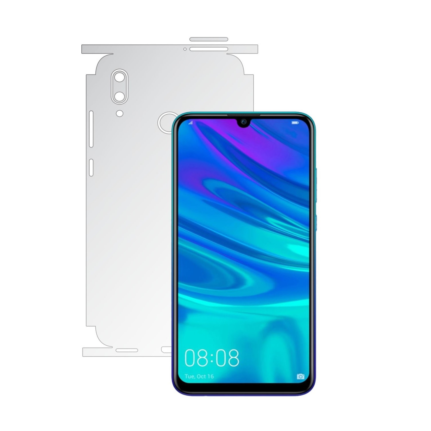 Folie Protectie Spate Invisible Skinz HD pentru Huawei P Smart 2019 - Folie Siliconica Ultra-Clear cu taiere 360 Cut pentru Carcasa Spate si Laterale, Skin Adeziv Transparent, Edge to Edge Full Case Cover
