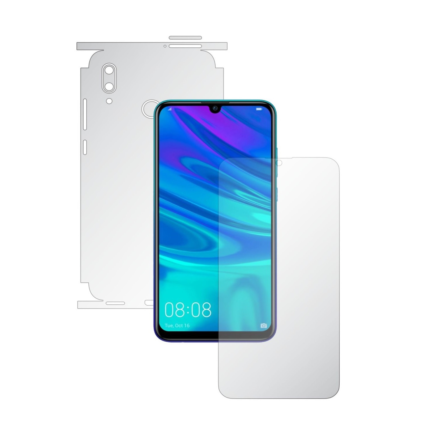 Folie Full Body Invisible Skinz HD pentru Huawei P Smart 2019 - Folie Protectie Siliconica Ultra-Clear cu taiere 360 Cut pentru Ecran, Carcasa Spate si Laterale, Skin Adeziv Transparent, Edge to Edge Cover