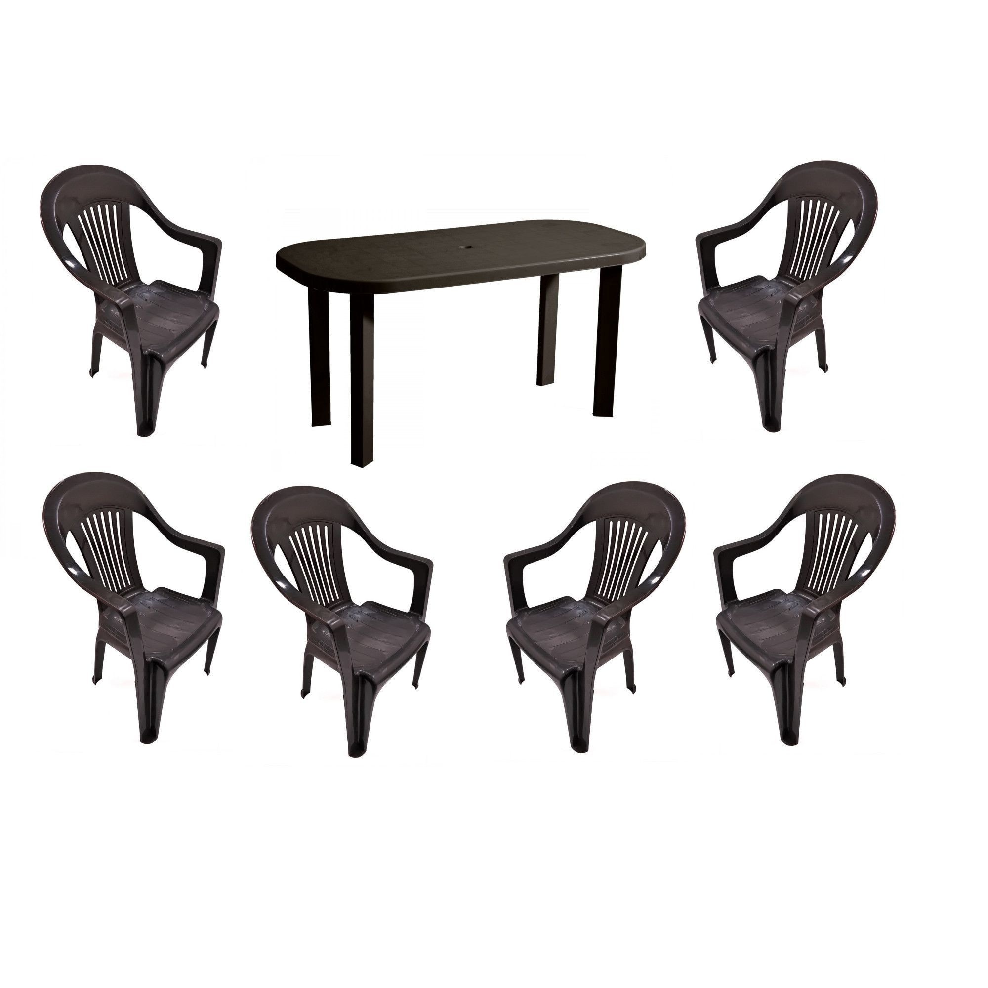 Leonardoda Heir equilibrium Set masa cu 6 scaune, pentru gradina, din plastic culoare Capucino - eMAG.ro