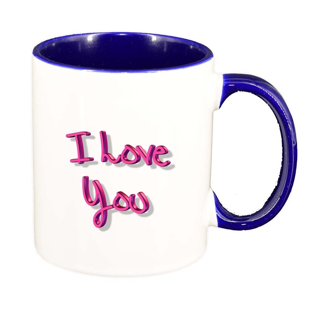 Cana I Love You, interior albastru inchis, 330ml, D276