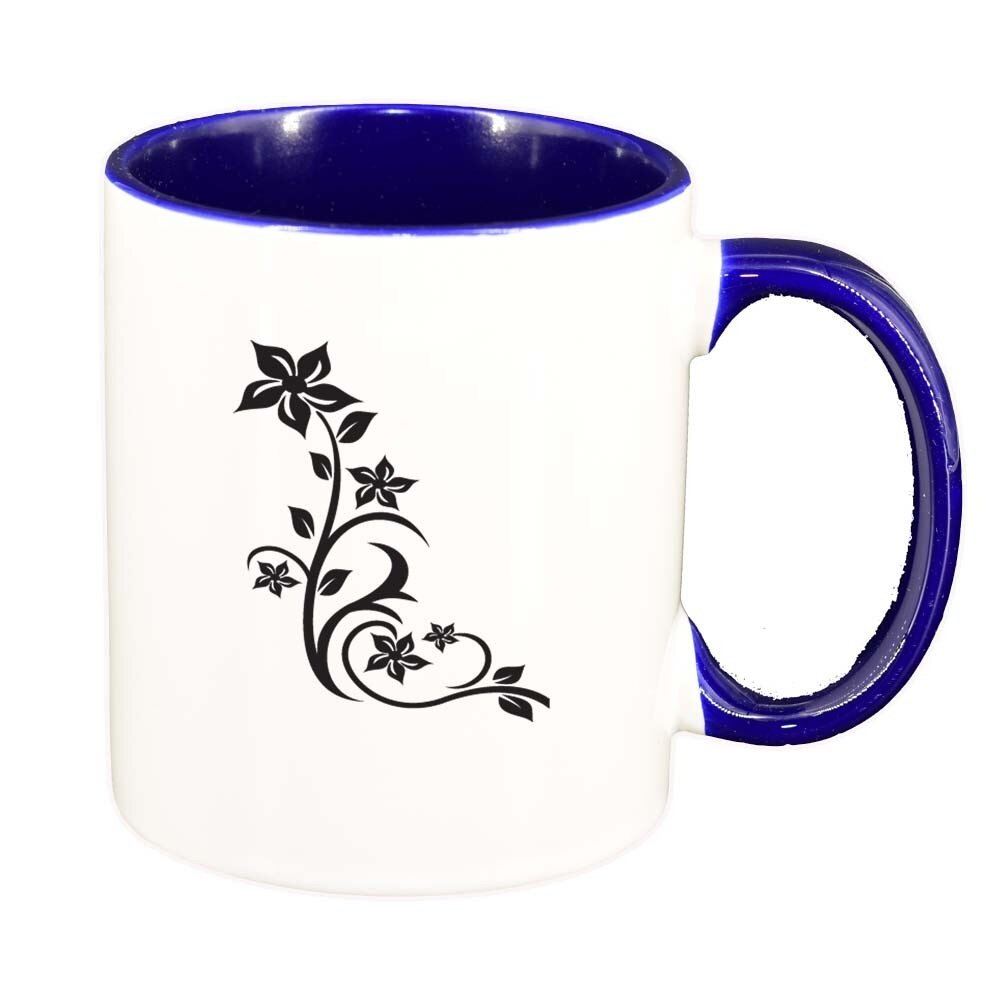 Cana Model Floral, interior albastru inchis, 330ml, D279