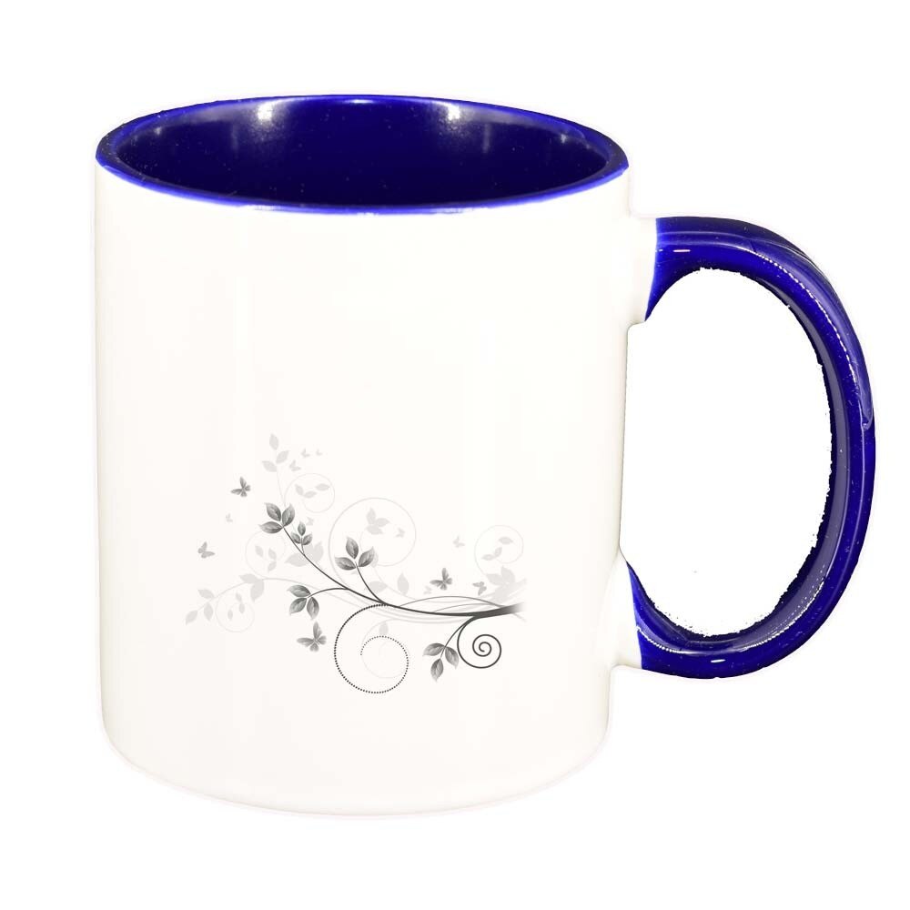 Cana Model Floral, interior albastru inchis, 330ml, D280