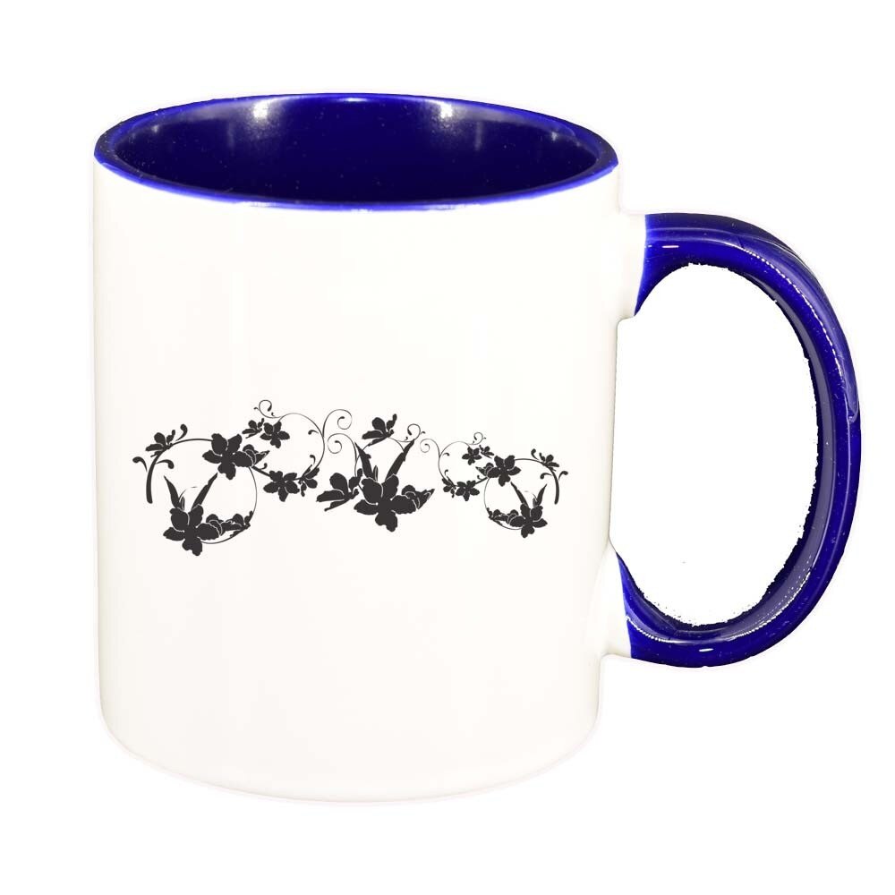 Cana Model Floral, interior albastru inchis, 330ml, D282