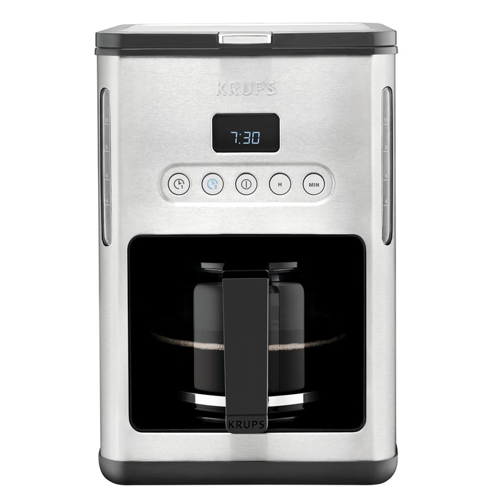 Cafetiera Krups KM442D10 Control Line, 1000 W, 1.25 L, oprire automata, ecran LCD, Inox
