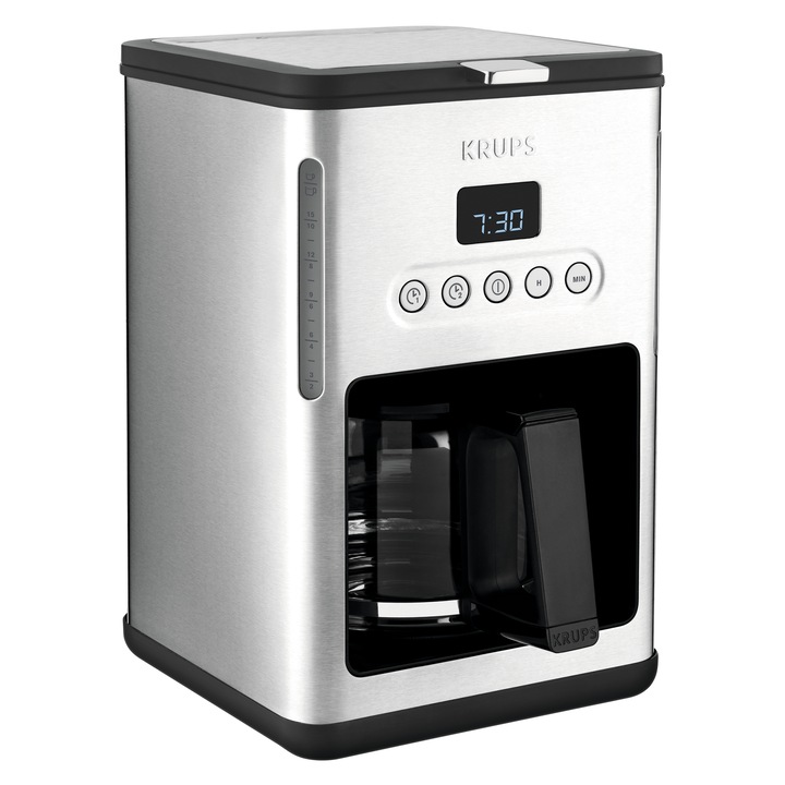 Cafetiera Krups KM442D10 Control Line, 1000 W, 1.25 L, oprire automata, ecran LCD, Inox