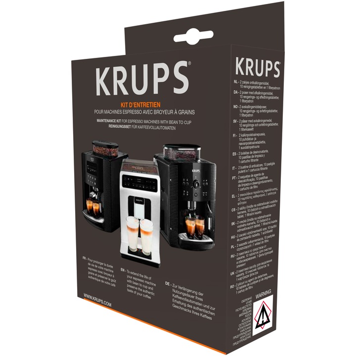 Kit pentru intretinere espressore Krups XS530010, compatibil cu espressoarele Krups Full Auto EA81xx, EA87xx, EA89xx, EA82xx, EA91xx, EA90xx