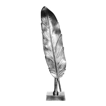 Decoratiune metalica, model pana pe suport, argintiu, 54x12 cm Decoratiune metalica, model pana pe suport, argintiu, 54x12 cm