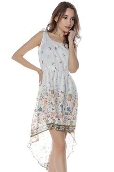Rochie crem, ROH, hi-low, cu bordura Rochie crem, ROH, hi-low, cu bordura