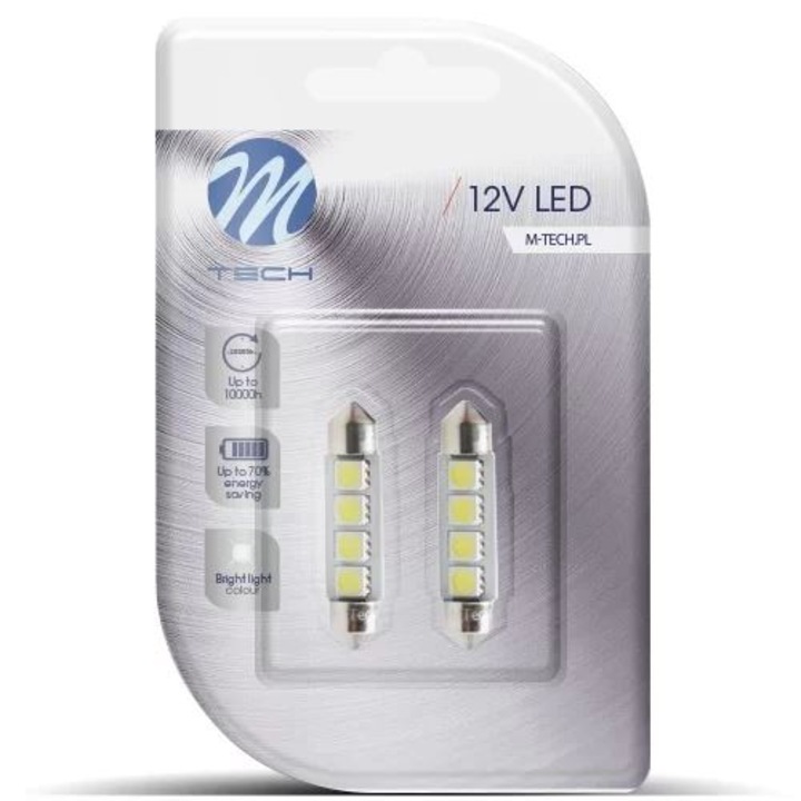 M-Tech Szofita LED 41mm 4x5050 SMD Can-Bus fehér színű pár (72LB311W) (72LB311W)