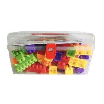 Set 120 cuburi pentru construit in cutie din plastic cu maner, multicolor Set 120 cuburi pentru construit in cutie din plastic cu maner, multicolor