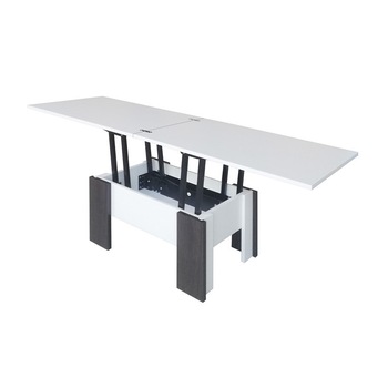 Masuta extensibila Lerida, cu picioare, pal Alb striat / wenge, 90 x 65 x 44cm ( 180 x 65 x78 cm) Masuta extensibila Lerida, cu picioare, pal Alb striat / wenge, 90 x 65 x 44cm ( 180 x 65 x78 cm)