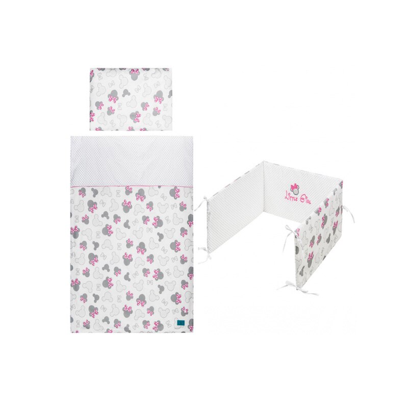 Set lenjerie de pat 5 piese pentru bebelusi Belisima Fiki Miki P01-534, Multicolor