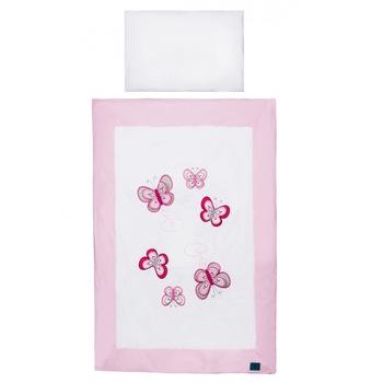 Set lenjerie de pat 3 piese pentru bebelusi Belisima P01-081, Roz Set lenjerie de pat 3 piese pentru bebelusi Belisima P01-081, Roz