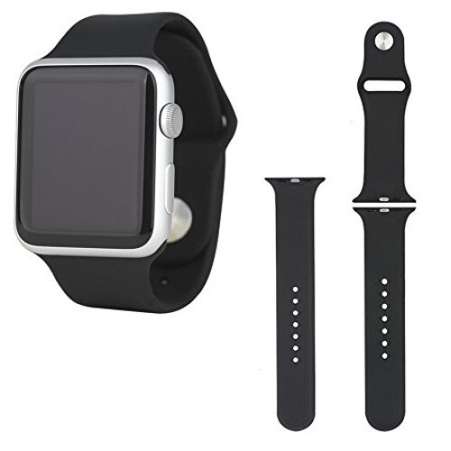 Curea compatibila cu Apple Watch 1/2/3/4, Bratara Sport, Silicon, 42mm, Negru