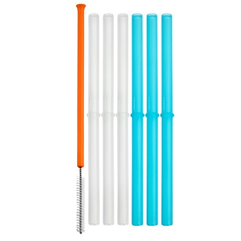 Set Snug straw 6 paie de silicon cu supapa + perie de curatare Set Snug straw 6 paie de silicon cu supapa + perie de curatare