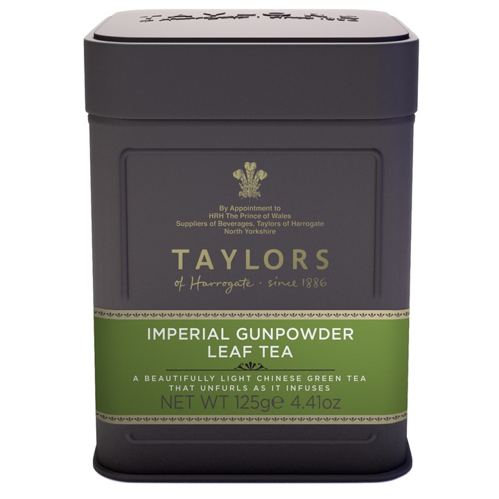 Ceai Verde Imperial Gunpowder, Taylors of Harrogate, Cutie Metalica, Frunze, 125 gr.