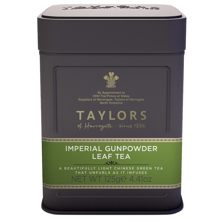 Зелен чай Imperial Gunpowder, Taylors of Harrogate, Метална кутия, Листа, 125 гр.